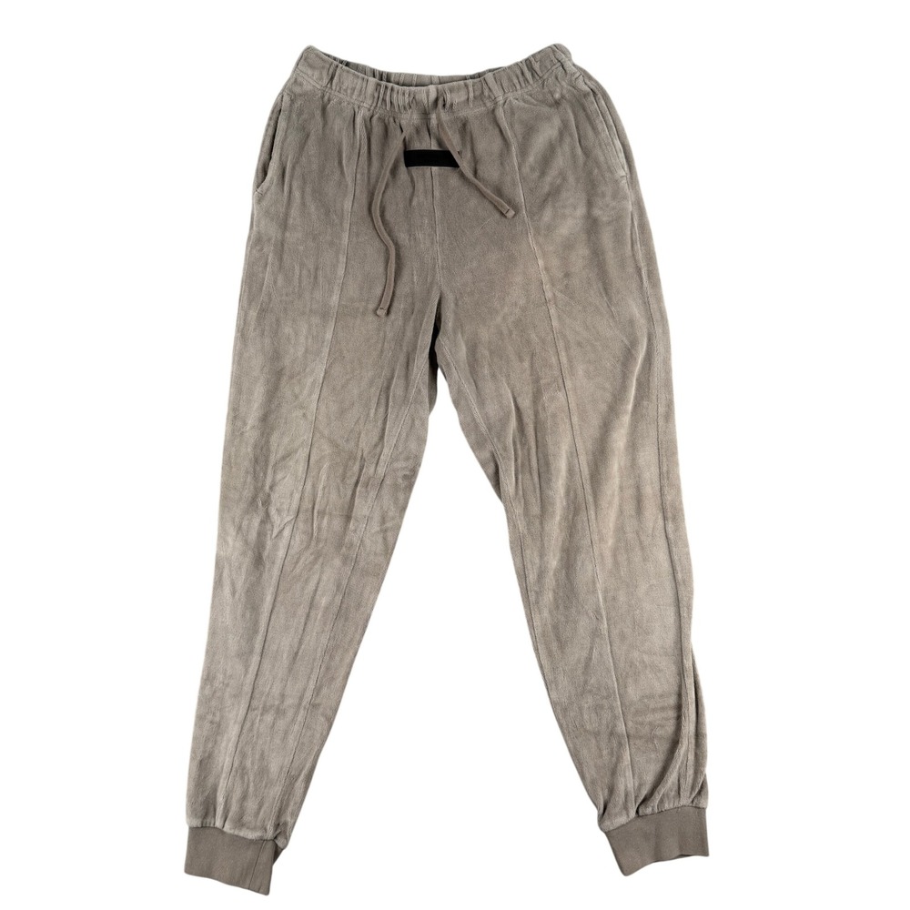 Fear of God Essentials Velour Pants Mens S Taupe Terry Cloth Joggers Sweatpants‎